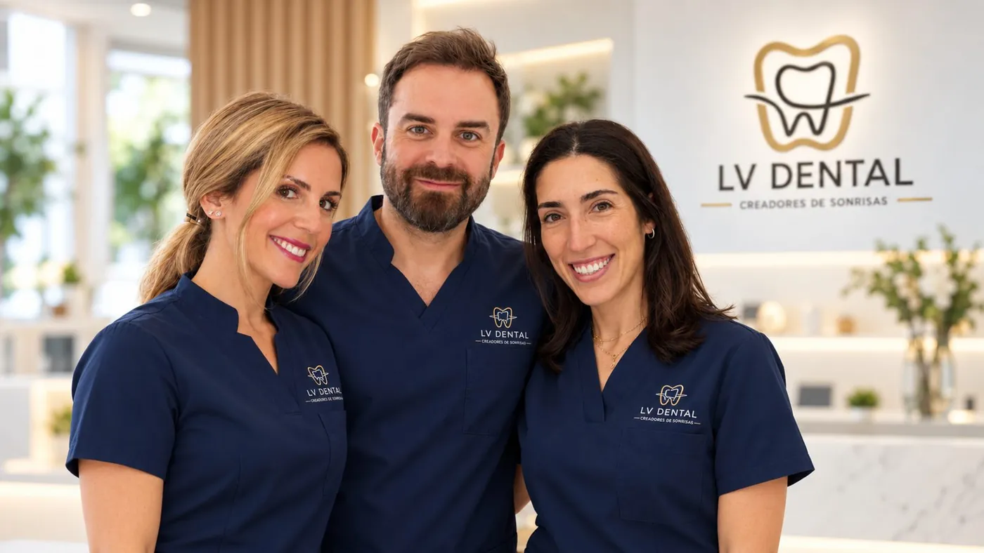 La Dra. Cristina López, el Dr. Vicente Dolera y la Dra. Verónica López en la clínica LV Dental